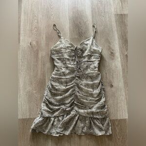 the east order thomsene snake print drapped ruched mini dress size small NEW
